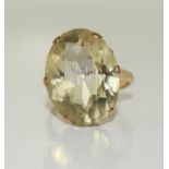 A 9ct gold antique set quartz ring, size L.