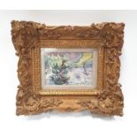 Antique painting in small gilt frame 11.5 x 13". Signed bottom left.