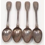 4 Georgian silver teaspoons from local collector. 115g.