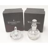 Waterford crystal dressing table ring holder and perfume bottle.