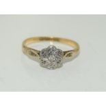 A Diamond Deco platinum and 9ct gold ring.