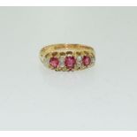 15ct gold antique ruby and diamond ring. Size M.