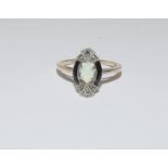 Art Deco opal onyx Silver ring, size P1/2.