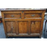 Yew wood coffer with detachable lid. 95H x 126W x 57D cms.