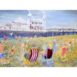 Oil on board Brighton Pier picture signed Fred Yates 60 x 45 cm.