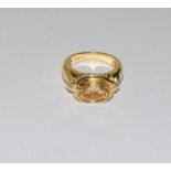 Large Golden Citrine 925 Gold Vermeil Rings. Size N.
