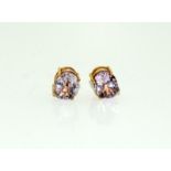 9ct gold ladies kunzite earrings.