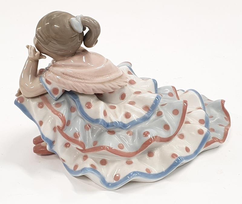 Lladro Model 5389 Deep in Thought flamingo girl in polka dot frock. - Image 2 of 3