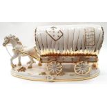Ltd Edition Capo di monte Travellers Horse and Wagon. Signed to Front.