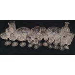 Box of mixed crystal glassware to include bowls and wine glasses.