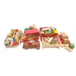 Box of wooden toys.