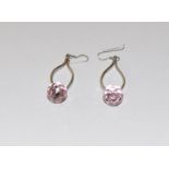 Pink Briolette drop 925 silver earrings.