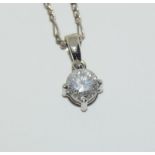 An 18ct White gold single stone diamond pendant of 70 points approx.