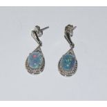 Opal doublet 925 silver drop earrings.