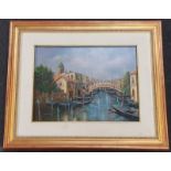 Gilt framed oil on canvas: Venice scene, signed. 58 x 48cms.