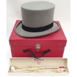 Boxed top hat, Moss Bros, 71/2 + Church Wardon Pipos.