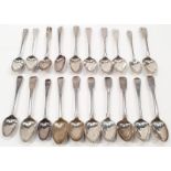 A quantity of Georgian silver teaspoons from a local collector dates and ages 338gm