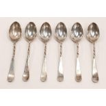 Set of six loose silver teaspoons, Sheffield 1909.