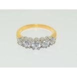 9ct gold on silver 5 stone CZ ring. Size M