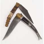 1800 French Beavoir knife and Navaja knife.