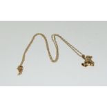 9ct gold teddy bear pendant and chain. 2.5g.