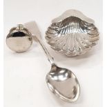 A silver butter dish, Birmingham 1909 together a silver-plated bottle stopper and a silver-plated