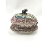 Ironstone small tureen with base and cover.