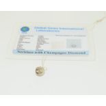 Silver diamond pendant with certificate.