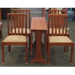 G-Plan vintage teak gate leg dining table and four matching chairs.
