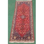 Vintage Carpet Runner on Red Ground. 79x29"