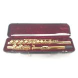 USA gold plated flute in a case as new.