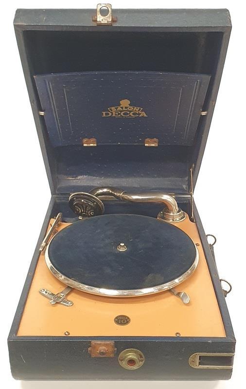 Decca 10 blue portable gramophone. Recently serviced.