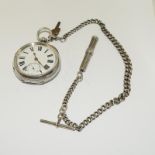 Silver hallmarked pocket watch together with a graduated silver watch chain and a Samson & Morden