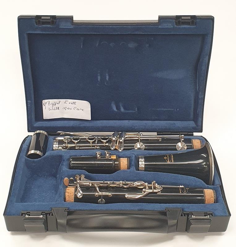 Buffet Evette clarinet in its case.