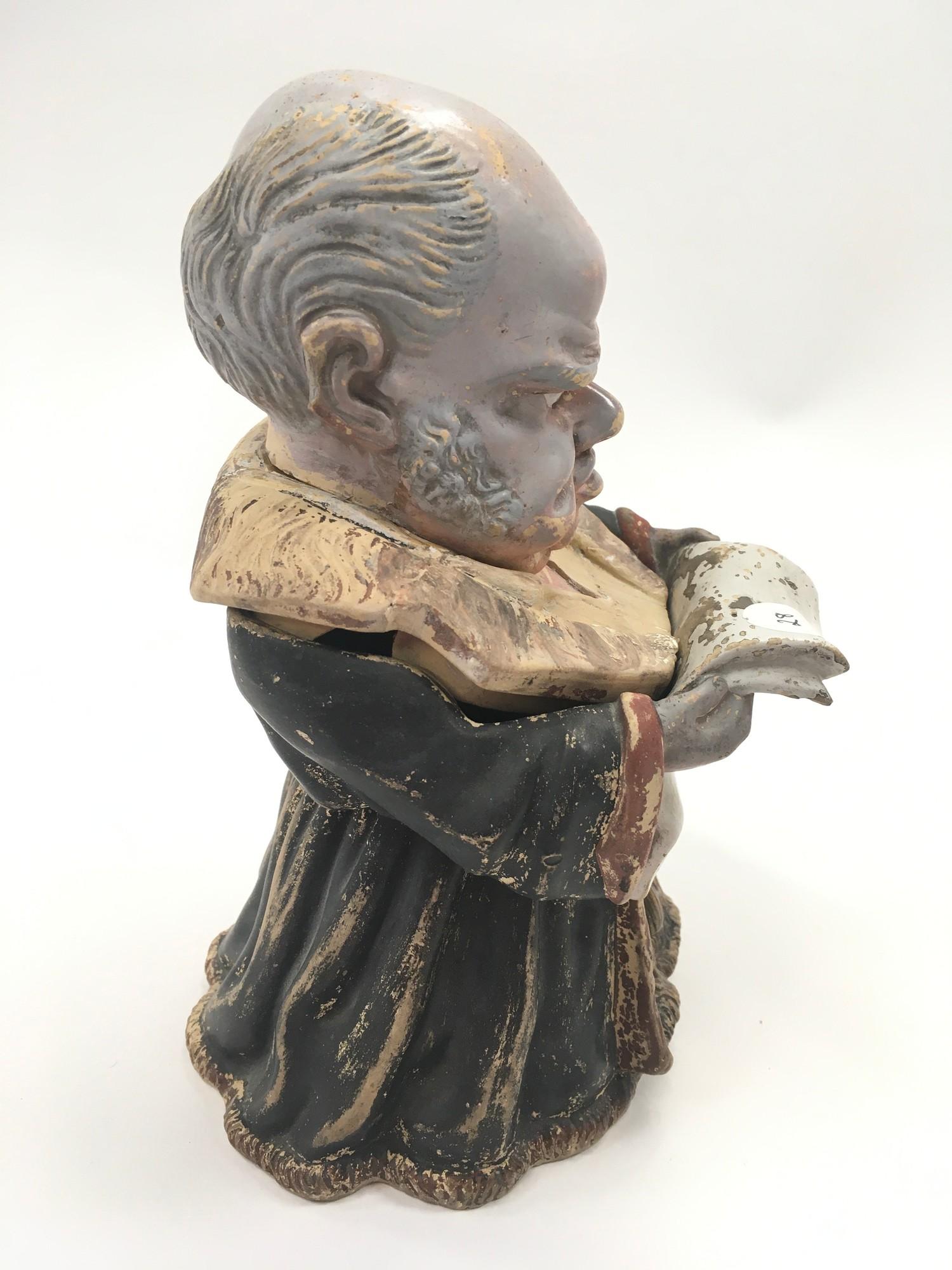 Unusual German tobacco jar and cover in the for of an old man reading. - Image 2 of 4