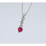 Ruby heart 925 Silver Pendant.