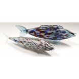 Two Murano glass fish.