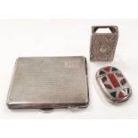 A silver hallmarked cigarette case together with a silver hallmarked vesta case and matchbox case.