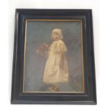 1920's framed painting of a young girl.