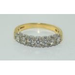 A Diamond 7 stone approx 1.2ct 18ct gold ring.