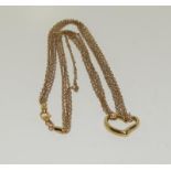 9ct gold three strand floating heart necklace.