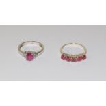 2x Natural Ruby 925 silver rings, sizes P1/2 and O1/2.