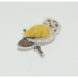 Fancy diamond silver owl brooch.