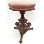 Victorian mahogany wind out rising piano stool.