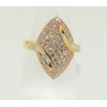 A 9ct gold ladies diamond ring. Size J