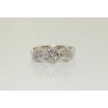 A 14ct white gold three stone diamond ring of 1.9cts.