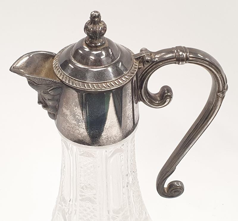 Cut glass silver plated claret jug with a lion's head pourer. - Image 3 of 3