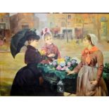 Oil on canvas picture of 3 Victorian ladies. 105 x 75 cm.
