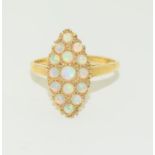9ct gold on silver opaline ring. Size N.