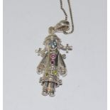 925 Silver gemset angelica doll pendant.